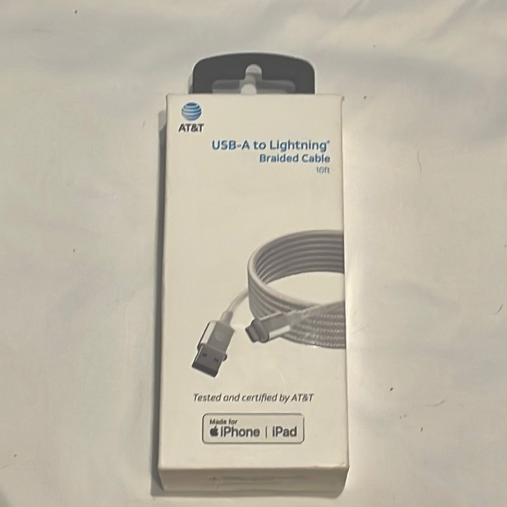 AT&T USB-A to Lightning braided cable. NEW IN BOX